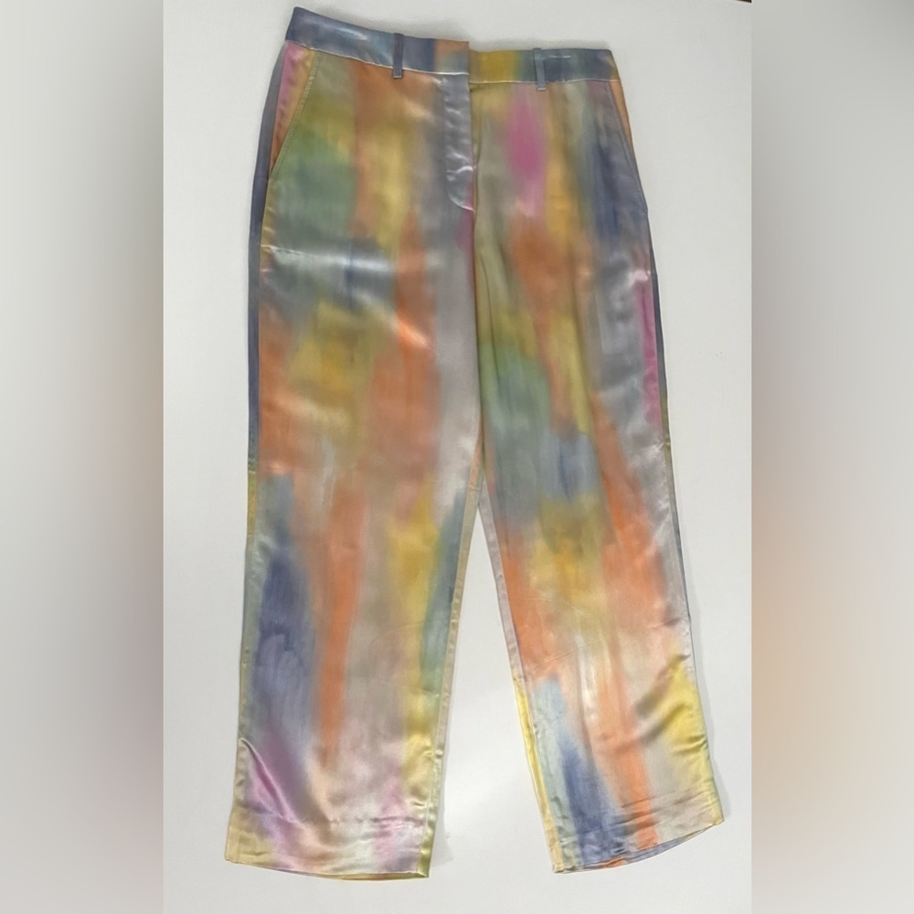 Sies Marjan Willa Printed Satin Cropped Pant Rainbow Watercolor 6 iridescent - Picture 6 of 14